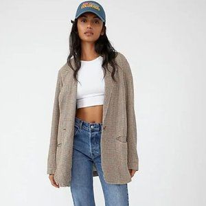 NWT FREE PEOPLE Beckett Boyfriend Houndstooth Slouchy Blazer Jacket Large